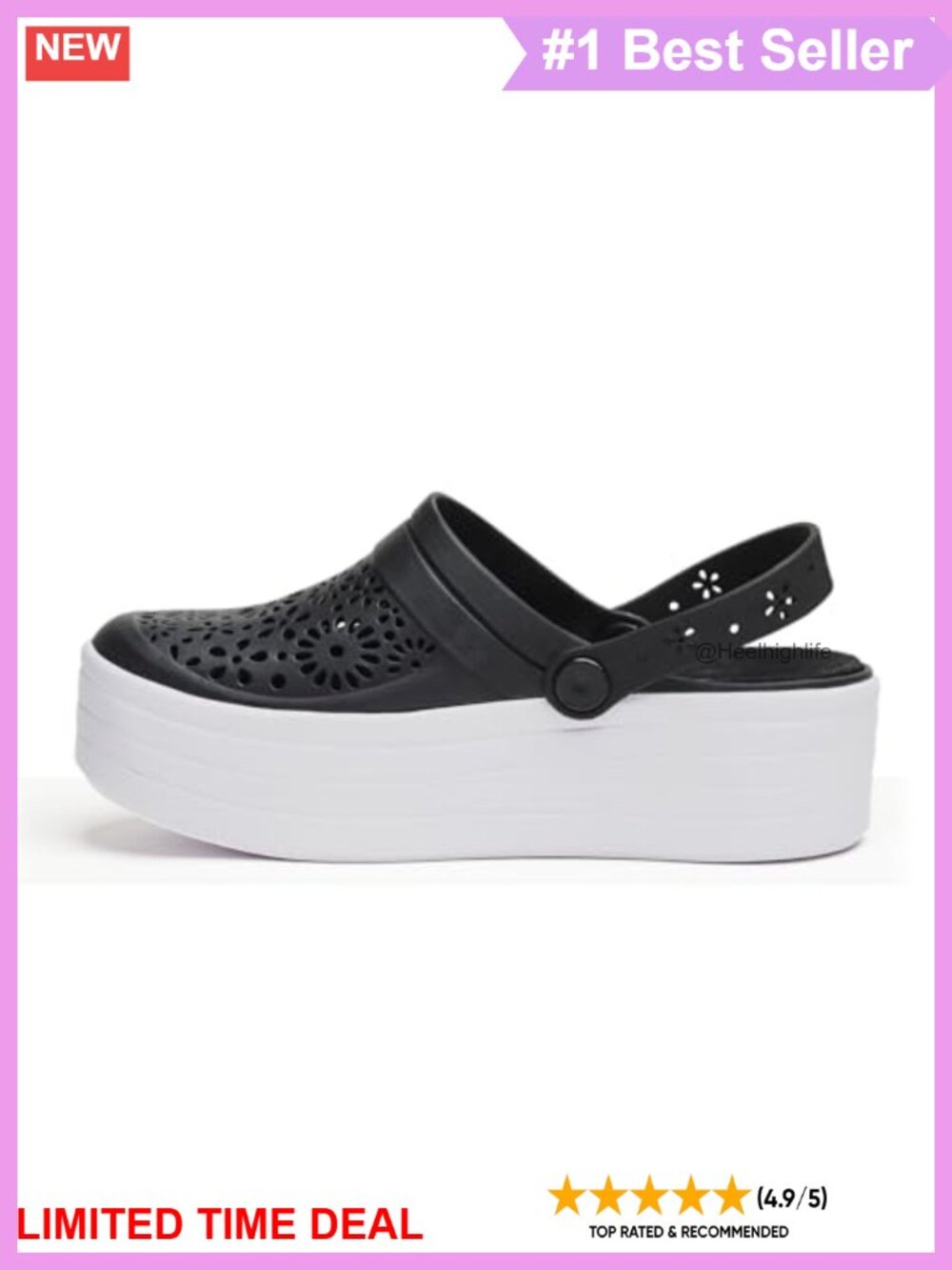 Waterproof Platform Clogs for Women Non-Slip Pull-On Slip-On Summer Outdoor